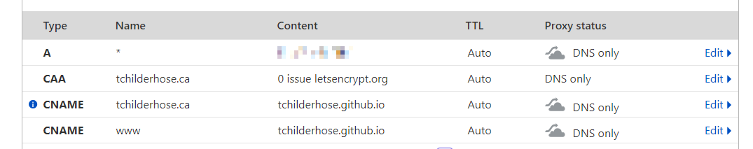Cloudflare DNS settings